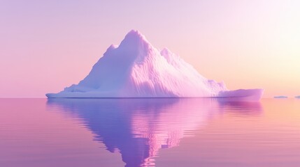 Serene Iceberg Surrounded by Calm Waters at Dusk in Pastel Hues