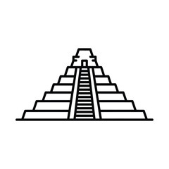 Simple Line Drawing of a Mayan Pyramid with Steps