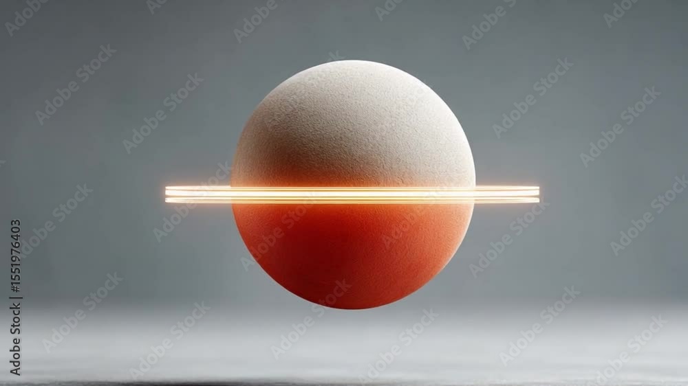 Poster abstract sphere with glowing line: a minimalistic and modern depiction of a sphere, bisected by a ra