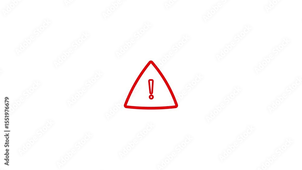 Poster red warning triangle with exclamation point alerting of danger on a clean white background
