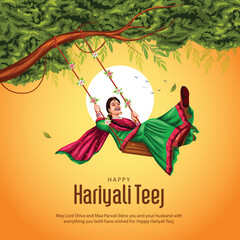 indian festival Happy Haryali Teej and Hartalika Teej. abstract vector illustration design