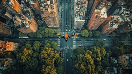 Drone surveillance in a large city, monitoring traffic flow and gathering data for urban development and safety measures.