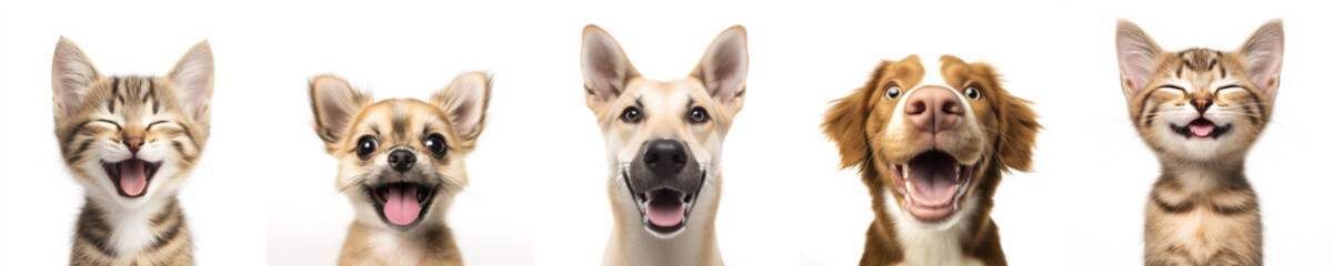 Joyful animals displaying happy expressions in a cheerful, vibrant illustration