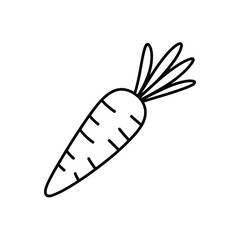 Simple Black and White Line Drawing of a Carrot Vegetable
