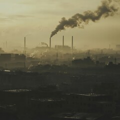 power plant with smoke stacks