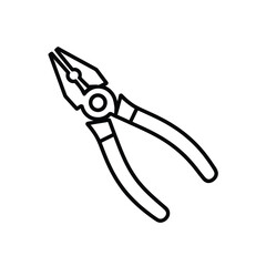Outline Illustration of Combination Pliers Tool on a White Background
