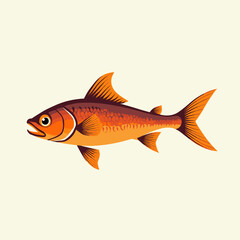 Fototapeta premium Cartoon fish swimming in a playful style with orange coloring 