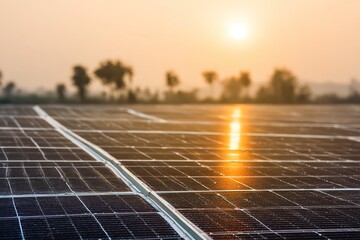 Solar panels under bright sunlight, clean and minimalistic design. Harnessing renewable energy for a sustainable future.
