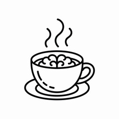 Steaming Cup of Coffee or Tea Line Art Illustration
