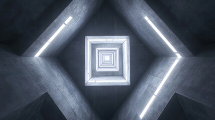 Enigmatic Geometric Tunnel with Illumination Perspective Endless Architecture