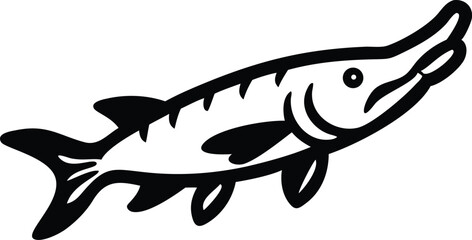 Stylized garfish illustration with vibrant color accents