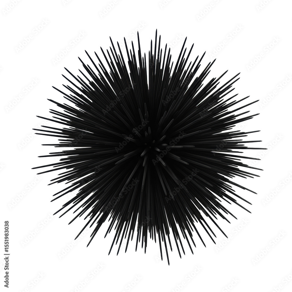 Poster abstract black lines precisely rendered, radiating outwards from a dense central point, forming a dy