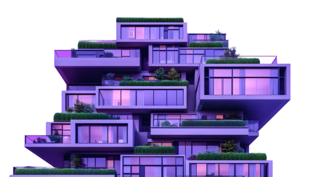 3d render of a modern building transparit background png