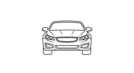 Obraz premium Car Front View Outline Drawing Vehicle Illustration