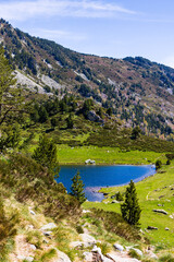 Rabassoles Lake in the heart of the Donezan Massif with the last spring snow