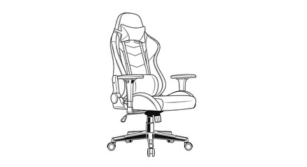 Fototapeta premium Ergonomic Chair Line Art for Gaming or Office Illustration