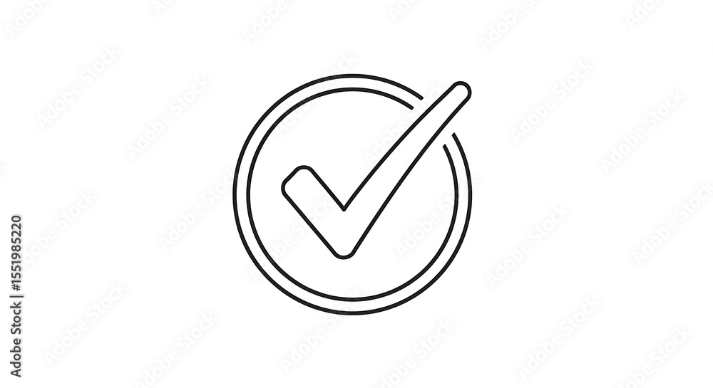 Poster check mark symbol in circle thin line style