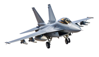 Modern Grey Military Fighter Jet Aircraft with Visible Armaments
