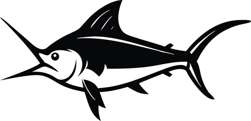 Dynamic marlin fish silhouette vector illustration for aquatic themes