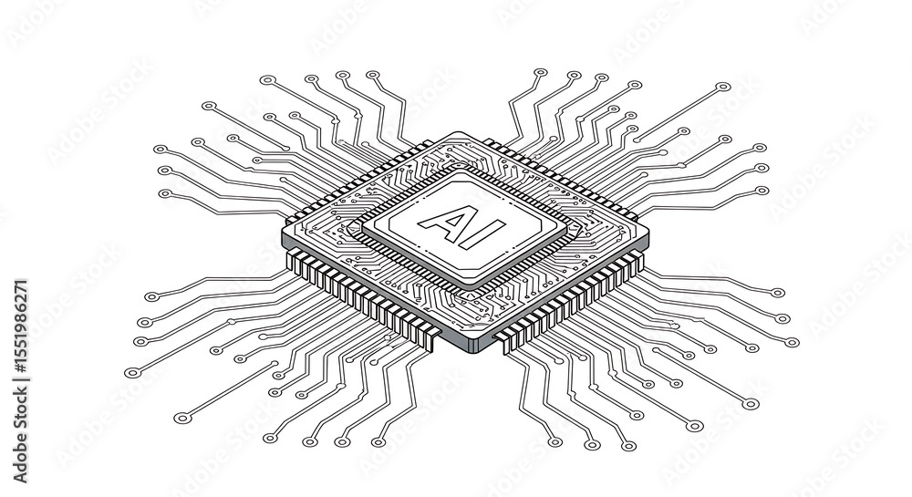 Poster depiction of artificial intelligence with circuit board design