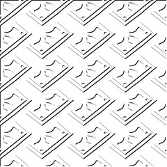  3d relief tiles.
Vector pattern with symmetrical elements . Modern stylish abstract texture. Repeating tiles from striped elements. Black and white pattern.