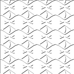  3d relief tiles.
Vector pattern with symmetrical elements . Modern stylish abstract texture. Repeating tiles from striped elements. Black and white pattern.