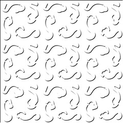  3d relief tiles.
Vector pattern with symmetrical elements . Modern stylish abstract texture. Repeating tiles from striped elements. Black and white pattern.