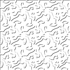  3d relief tiles.
Vector pattern with symmetrical elements . Modern stylish abstract texture. Repeating tiles from striped elements. Black and white pattern.