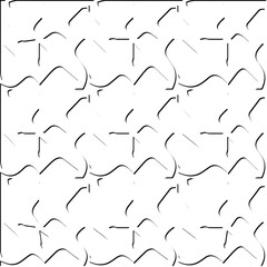 3d relief tiles.
Vector pattern with symmetrical elements . Modern stylish abstract texture. Repeating tiles from striped elements. Black and white pattern.