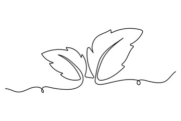 Leaf symbol continuous one line drawing vector minimalist outline art illustration on white background
