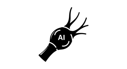 Stylized Neuron Silhouette with Inscription Illustration
