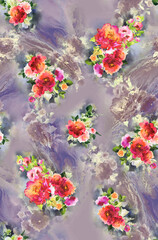 watercolor background with flowers