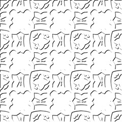  3d relief tiles.
Vector pattern with symmetrical elements . Modern stylish abstract texture. Repeating tiles from striped elements. Black and white pattern.