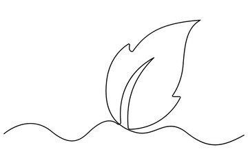 Leaf symbol continuous one line drawing vector minimalist outline art illustration on white background
