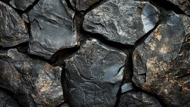 Dark, textured stone wall, irregular shapes