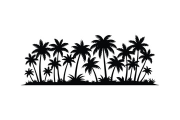 Black Silhouette Palm Trees Tropical Island Scene vector