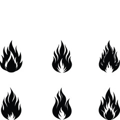 set of fire flames silhouette
