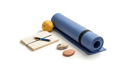 Yoga Mat and Journal with Stones for Wellness Still Life