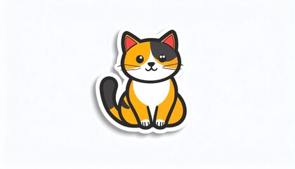 Obraz premium Cute Calico Cat Sitting With a Playful Winking Expression Digital Art