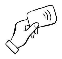Contactless Card Payment Icon Ink Brush Stroke Style Drawing Vector