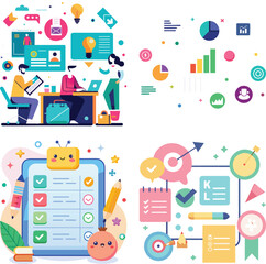 Vector art of team collaboration and business planning for project success