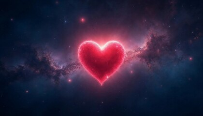 Cosmic Love: Glowing Heart in a Starry Universe