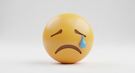 Fototapeta premium 3D Rendered Sad Emoji with a Single Tear