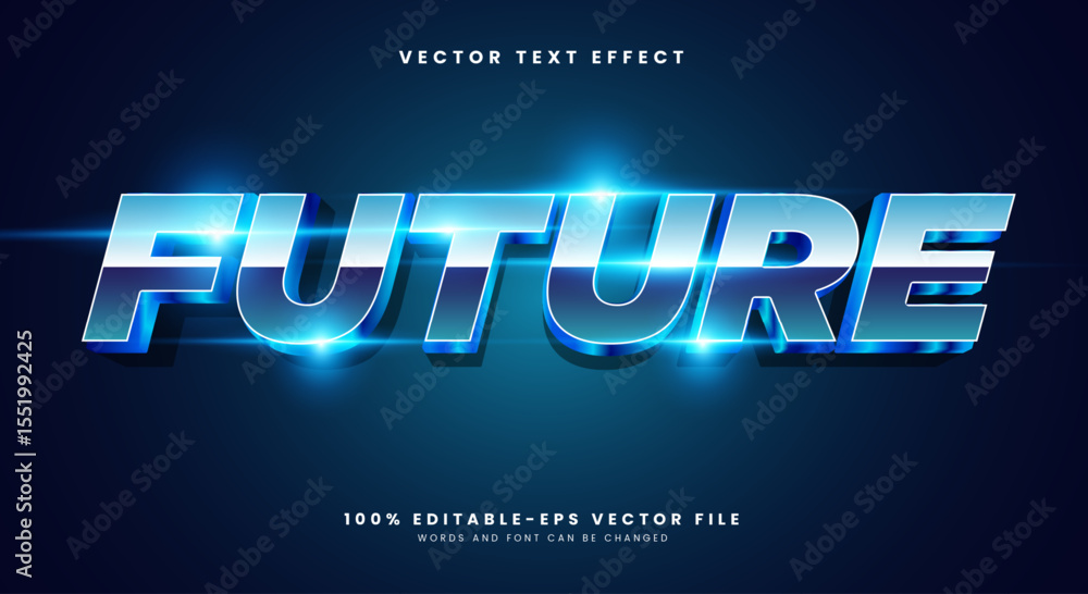Poster future lighting style 3d editable text effect template suitable for modern gradient color