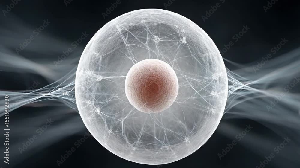 Poster Cellular Universe: A visually stunning and intricate representation of a cell, capturing its internal structure and delicate network with scientific accuracy and artistic flair. 