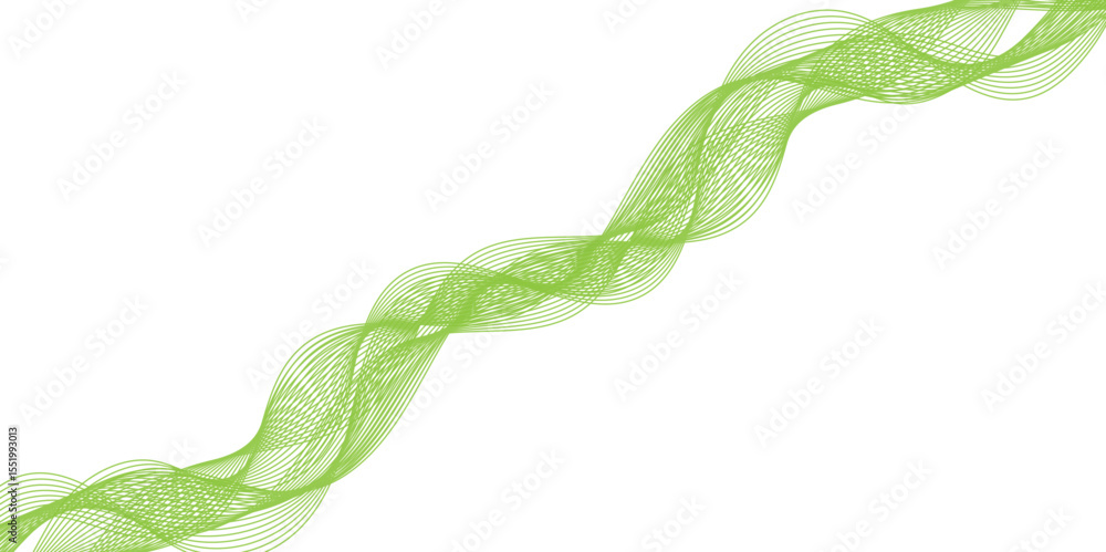 Fototapete abstract wavy green stream element for design on transparent background isolated. green lines vector