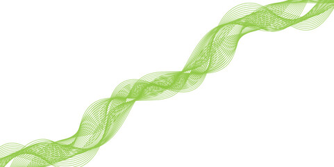 Abstract wavy green stream element for design on transparent background isolated. green lines vector illustration. Curved wave. Abstract wave element for design