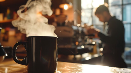 bartender pouring coffee into glass