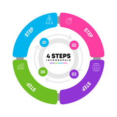 Circle chart infographic template with 4 options for presentations. Vector illustration Eps	
