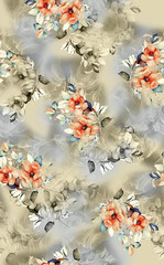 Beautiful Flower Pattern, Floral Seamless Digital Design,Watercolor Textile Allover Abstract Design.On Background.
